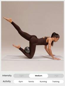 GLOWMODE 24英寸超细柔软无缝闪亮罗纹腰带可拆卸胸垫甜心领连体衣，适合中等强度训练、跑步、健身等。 - 棕色 - 查看 10