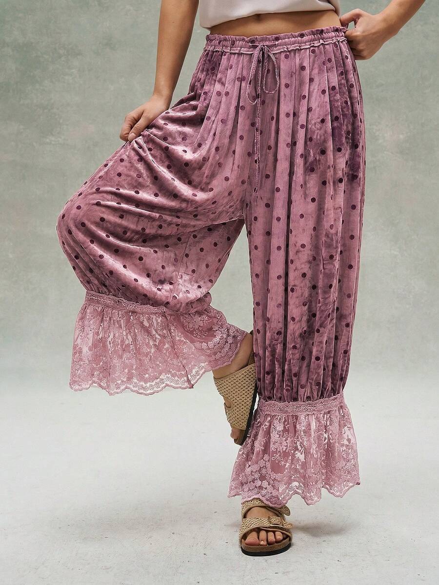 Bohemela Women's Casual Loose Woven Pants - Pink - View 1