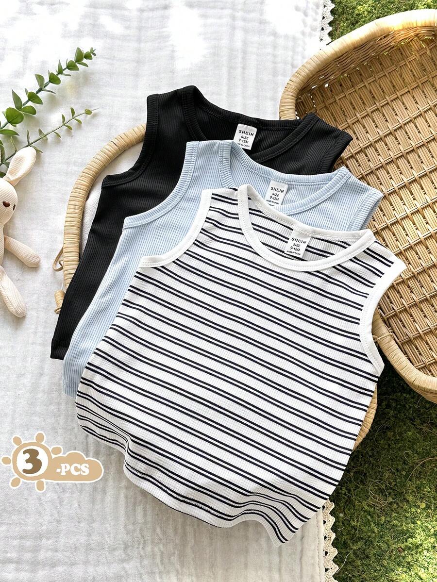 SHEIN Baby Boy Casual Versatile Daily Wear Round Neck Top - Multicolor - View 1