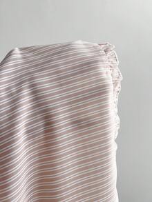 Sweetra Sweetro 女士法式花瓣袖修身可爱粉色条纹衬衫 - 粉色 - 查看 4