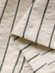 DAZY 女士休闲条纹口袋衬衫短裤两件套，春夏款 - 藍色 - 查看 10