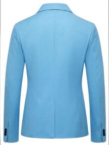Manfinity Bizformal Men's Solid Color Mandarin Collar Single-Breasted Casual Suit Blazer, Formal - Sky Blue - View 2
