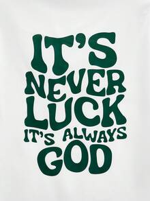 Open Phase 男士寬鬆字母和公牛頭印花圓領短袖T恤 - 白色 - 查看 6