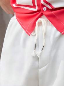 Open Phase 男士字母贴布抽绳腰短裤 - 白色 - 查看 6