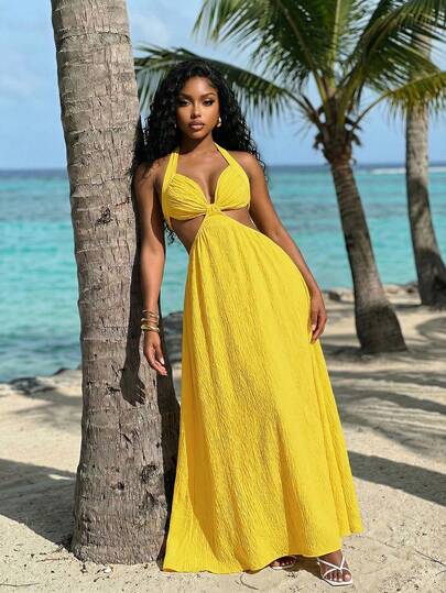 Slaydiva 优雅、浪漫又性感的连衣裙，完美适用于春夏度假、海滩派对、约会、生日派对、婚礼和游艇之旅。采用露背吊带、抹胸、低胸设计，以及飘逸的A字廓形。