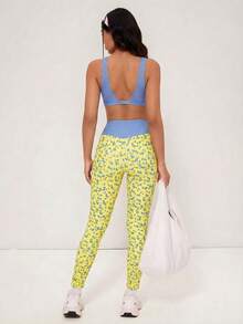 WanderVale 女士印花拼接上衣和裤子两件套休闲套装 - 黃色 - 查看 2