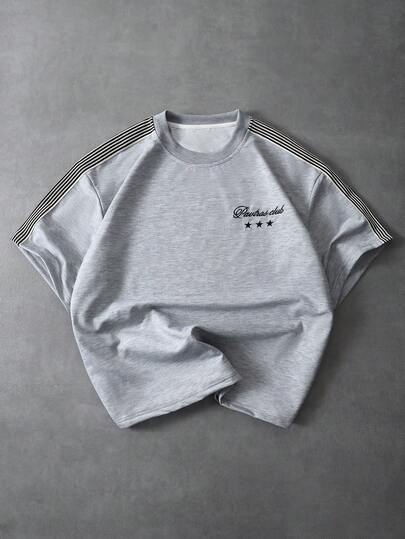 PAVTROS Men's Street, Retro, Ins Style Short Sleeve T-Shirt, Loose Cropped Fit, Brand Logo, Casual, Light Vintage, Minimalist Daily, Personalized, Fashion, Outdoor, Back To School, Japanese Cityboy, Korean Slouchy, Commute, Holiday Gift, Boyfriend Gift, Husband Gift