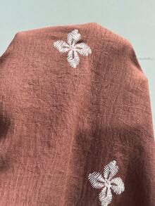 SHEIN EZwear Áo kiểu nữ cổ yếm buộc dây phong cách Bohemian - Cà phê nâu - Xem 3
