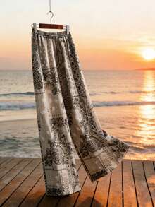 Franclia 女士休闲佩斯利印花裤 - 彩色 - 查看 2