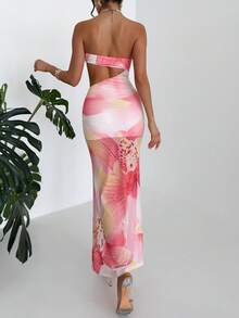 Aloruh Women's New Elegant Romantic Printed Dress/Beach Holiday Dress/Summer Dress/Sexy Hollow Out Dress Hawaii Dresses Sunset Dresses Long Dress Vacation Tequila Sunrise Dress Hawaii Outfits Women - Multicolor - View 8