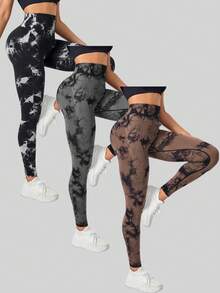 Velisys Quần legging nữ cạp cao không đường may, nhuộm tie-dye - Nhiều màu - Xem 2