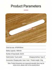 1PC Magnetic Rechargeable LED Desk Lamp, 3-Level Dimming, Touch Control, USB Charging, For Study & Bedroom Lighting - White - View 2