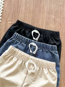 SHEIN Vintaside Kids Bộ 3 quần short cho bé trai thêu hình hiệp sĩ, kiểu dáng thường ngày, đa năng. - Nhiều màu - Xem 6