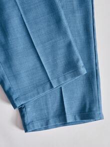 SHEIN Tween Girls' Elegant Straight-Leg Pants With Double Buckle, Suitable For Commuting - Blue - View 5