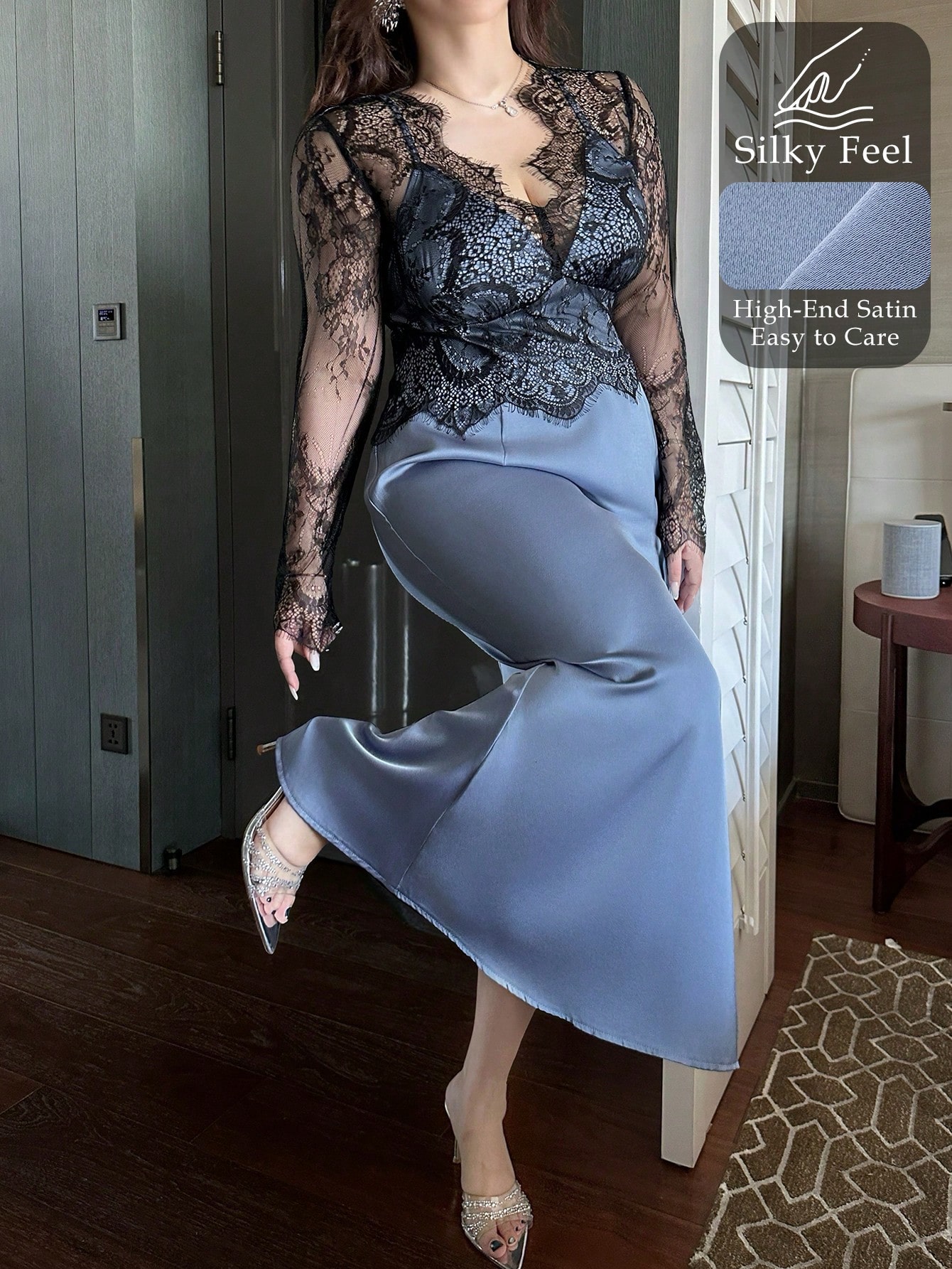 Dazy Plus فستان حفلة ماكسي ذو ذيل سمكة مع خصر مشدو...