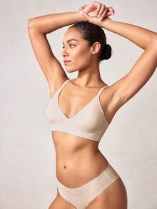 SHEIN 女士無縫果凍內衣，無鋼圈，1件裝 - 杏色 - 查看 8