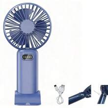 1Pc Mini Handheld USB-C Rechargeable Portable Electric Fan With Strong Airflow & Desktop Stand For Summer And For Outdoor,Sport,Travel,Kitchen,Bedroom,School,Office,And For Woman,Man,Children,Adult - Royal Blue - View 12