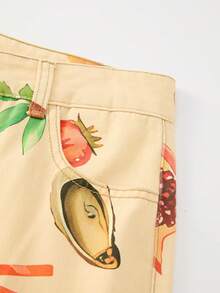 GlowEve Women's Papaya Print Pocket Wide Leg Loose Fit Jeans - Blue - View 3