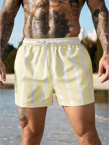 Manfinity KASUA Men's Drawstring Loose Striped Casual Beach Shorts, Summer, Holiday - Multicolor - View 5
