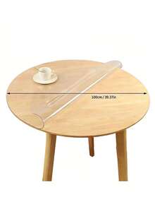 Round Transparent PVC Tablecloth, 1.0mm Thickness, High-Quality PVC Tabletop Cover, Anti-Shrink Surface, Customizable Cutting (Fits Dining Table, Desk, Kitchen, Floor Like Handmade), Round Tablecloth, Dining Table Cloth, Party Tablecloth, Round Table Cover, Dining Table Cover, Autumn Tablecloth, Tablecloth Fabric, Dining Table Cover, Christmas Tablecloth. - White - View 2