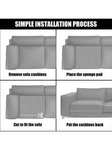 1/2/3件装高密度泡沫沙发垫支撑垫，防塌陷座垫内芯，适用于客厅沙发扶手椅 - 灰色 - 查看 4