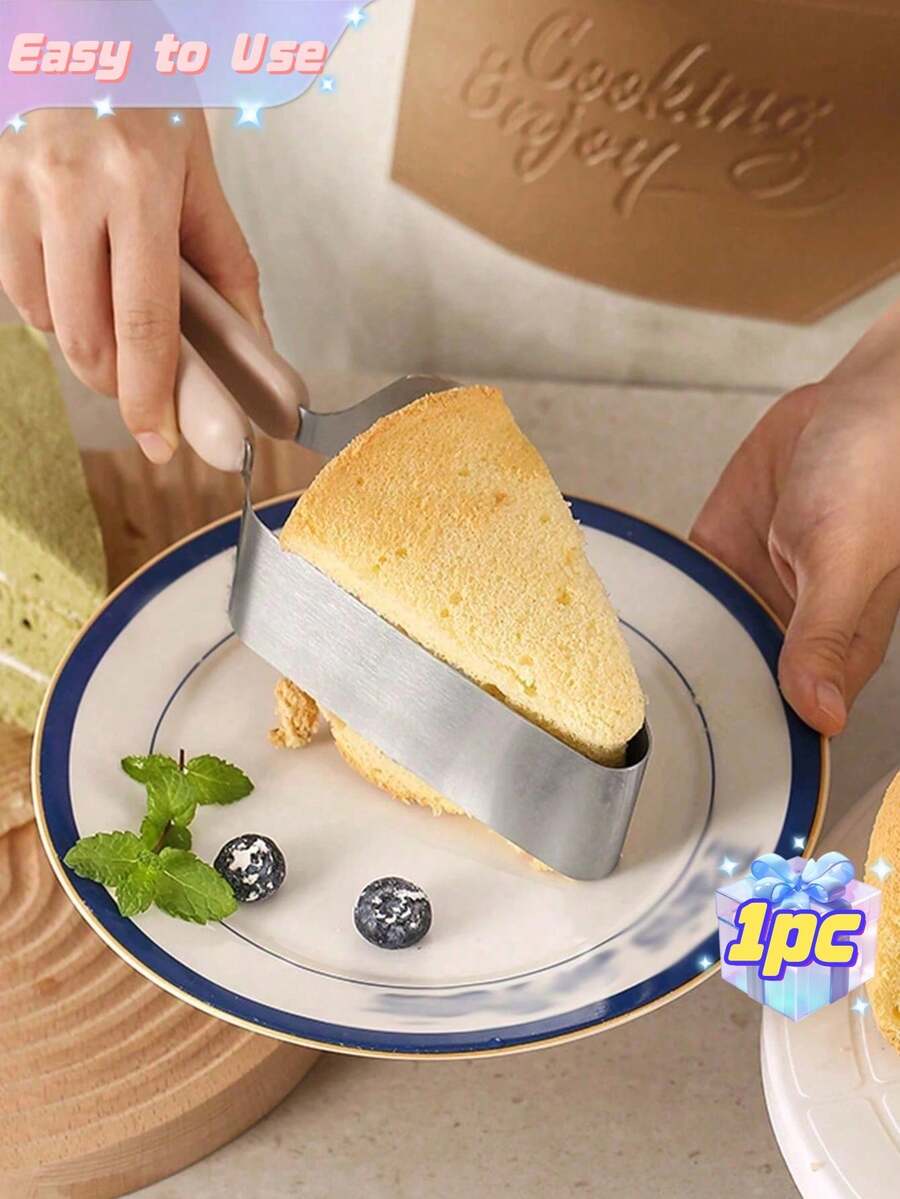 1pc Stainless Steel Cake Divider, Triangular Cake Server, Transfer Server, Cake Tongs, And Portion Control Tool - Multicolor - View 1