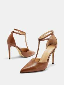 2025秋冬季10.5厘米性感尖头镂空高跟休闲百搭棕色高跟鞋，女士情人节优雅高跟鞋，女士浅口鞋，优雅 - 棕色 - 查看 8