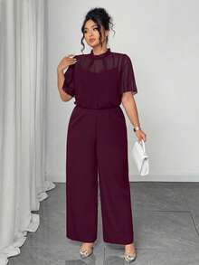 Auvina Mono de verano elegante para vacaciones y uso diario para mujeres de talla grande - Rojo violeta - Ver 4