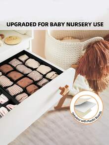 Bộ 1/2 hộp đựng tất, ngăn kéo chia ngăn - Giá đựng đồ trong tủ quần áo 24 ngăn cho tất, khăn tay, cà vạt và thắt lưng, giá đựng đồ lót có thể mở rộng cho tủ quần áo, tiết kiệm không gian. - màu đen - Xem 8