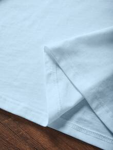 EMERY ROSE Women's Casual Coconut Tree Print Round Neck Short Sleeve T-Shirt, Summer - Baby Blue - View 5