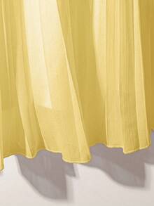 Franclia 女士时尚优雅通勤百搭雪纺拼接A字褶裙，夏季 - 黃色 - 查看 6