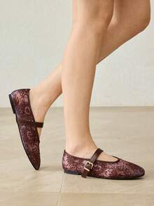 MOTF PREMIUM 镶钻芭蕾平底鞋 - 咖色網紗 - 查看 4