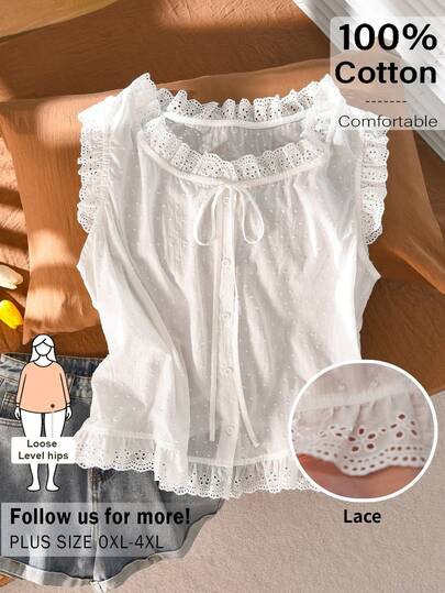 CosyJoli 大码女式休闲衬衫，白色纽扣泡泡袖上衣，春夏服装