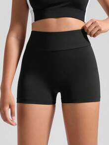 这款少女黑色高腰运动短裤采用高弹贴身面料，设计时尚且支撑性强，非常适合春夏季的各种活动，包括跑步、健身房锻炼和休闲运动装。 - 黑色 - 查看 3
