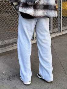 Heavens Edit 男士休闲运动字母印花抽绳腰运动裤 - 灰色 - 查看 6