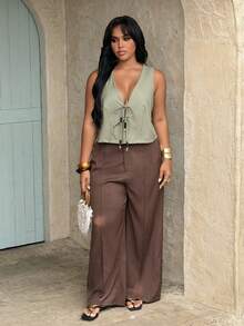 Rustia Casual Tie-Up Cropped Loose Blazer - Multicolor - View 5