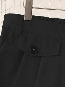 Franclia Plus Size Casual Solid Color High Waist Straight Leg Slimming Suit Pants Graduation,Back To School,Teacher Outfits For Women Winter Fall Autumn - Black - View 4