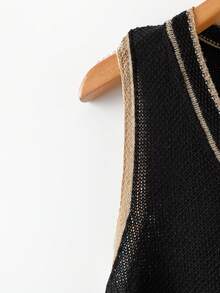 GlowEve 新款欧美时尚混色优雅百搭针织毛衣连衣裙 - 黑色 - 查看 4