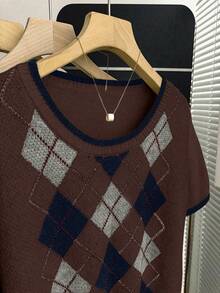 Franclia New Casual Loose Commuter Minimalist Design Women Knit Top, Spring/Autumn - Chocolate Brown - View 4