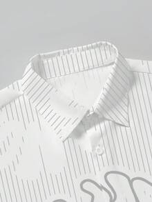 Manfinity EMRG Men's Letter Striped Short Sleeve Single-Breasted Shirt - Multicolor - View 3