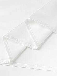 SHEIN Áo sơ mi ngắn tay mùa hè thanh lịch, cổ buộc nơ, chất liệu poplin satin, màu trắng, dáng rộng, phù hợp cho đi làm, công sở, dự tiệc, hẹn hò, phong cách xuân/hè. Áo sơ mi satin nữ, áo sơ mi lụa nữ, áo kiểu nữ, áo kiểu thanh lịch, áo kiểu nữ trang trọng, áo sơ mi nữ mùa hè. - trắng - Xem 7