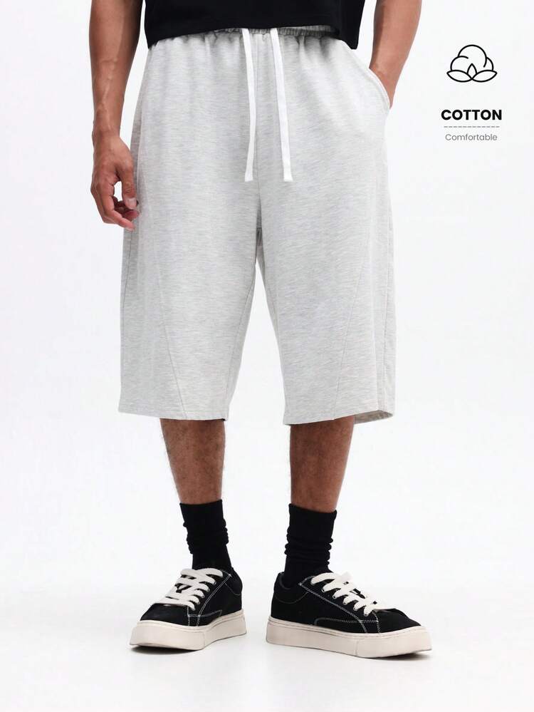 Drawstring Cotton Shorts With Elastic Waist