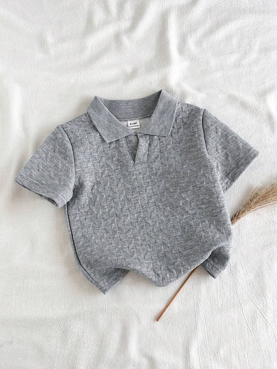 SHEIN Vintaside Kids 男婴可爱舒适百搭休闲时尚纹理面料上衣
