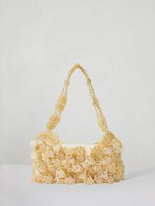 MUSERA 女士粉色亚克力单肩包，时尚、个性、简约、百搭、街头风，甜美酷女孩、辣妹、Y2K风格，适合约会、生日、晚宴、海滩、度假、假日、夏季、海边、沙滩派对等场合 - 黃色 - 查看 1