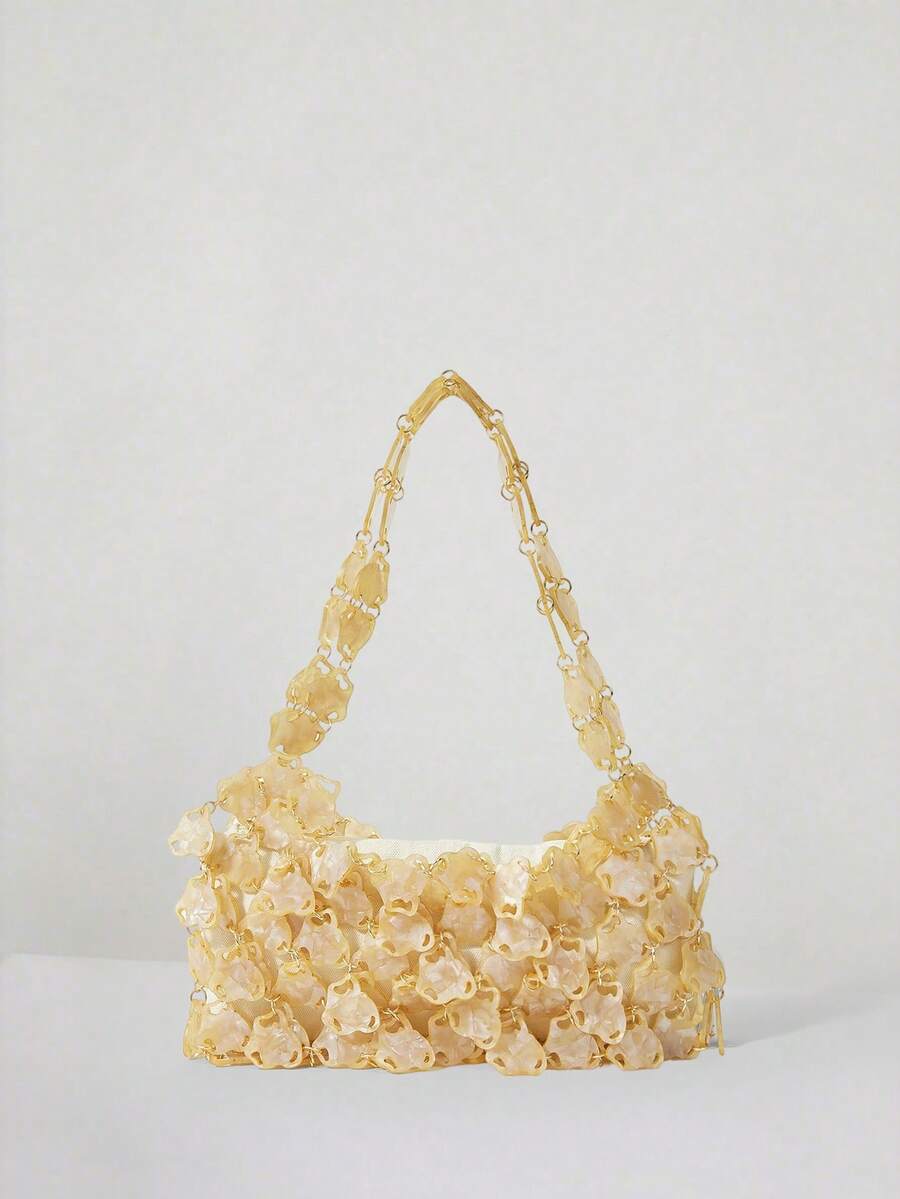 MUSERA 女士粉色亚克力单肩包，时尚、个性、简约、百搭、街头风，甜美酷女孩、辣妹、Y2K风格，适合约会、生日、晚宴、海滩、度假、假日、夏季、海边、沙滩派对等场合 - 黃色 - 查看 1