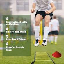 1 Set Football Training Equipment, Including Rope Ladder, Jump Agility Ladder, Agility Ladder, Soft Stepping Ladder, Speed & Agility Ladder, With Football Training Marker Discs, Suitable For Football And Basketball Footwork Drills - Multicolor - View 3
