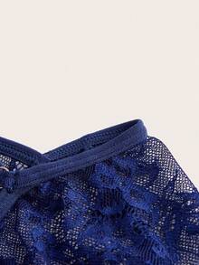 SHEIN Mono de lencería de encaje floral - Azul Marino - Ver 4