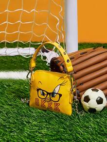 LOONEY TUNES X SHEIN 1件女士黄色趣味卡通印花斜挎包，手提包，时尚，个性化，简约，百搭，街头风，甜美酷女孩，性感女孩，Y2K，复古，铆钉，适合日常使用，日常、购物和派对。 - 黃色 - 查看 2