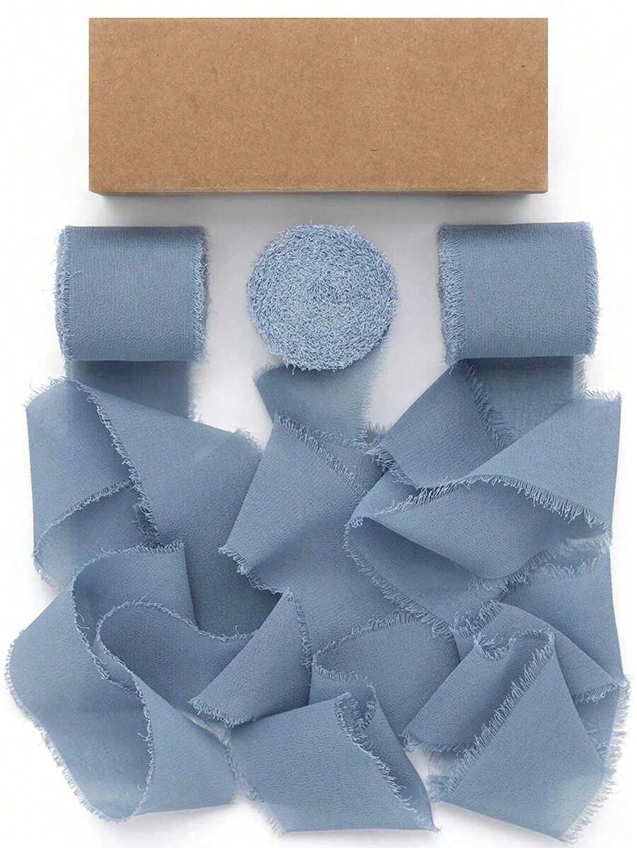 1 Roll Haze Blue Satin Bow Ribbon For Gift Wrapping Wedding Birthday Party Supplies Craft Decoration Baby Shower DIY Bouquet Ties
