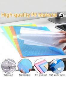 5/10pcs A4 Clear PP Document Bags, Waterproof Plastic File Folders Envelopes For Office School Supplies - Document Bag - View 4